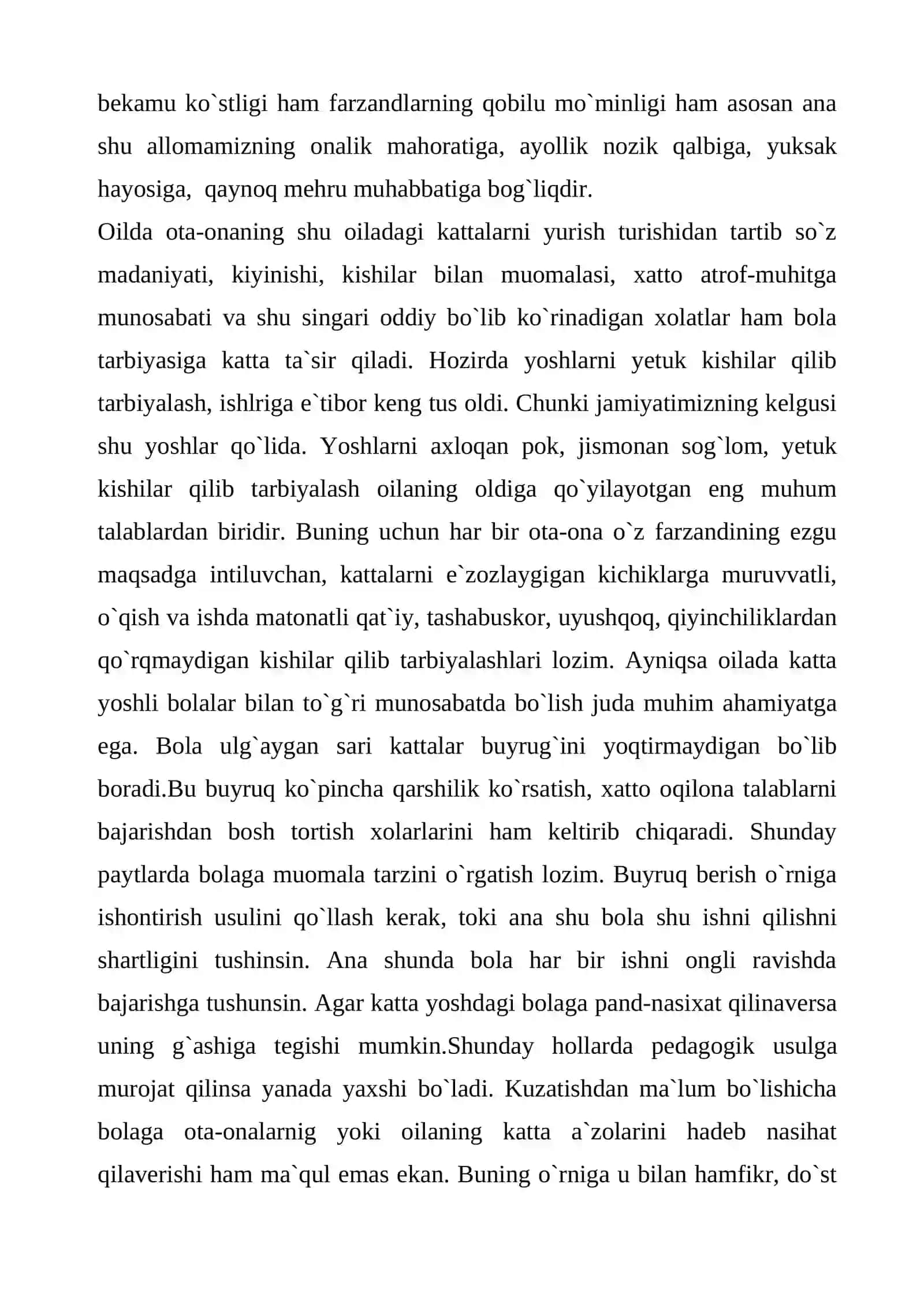 Oilada bolalarni muvaffaqiyatli tarbiyalash shartlari 4