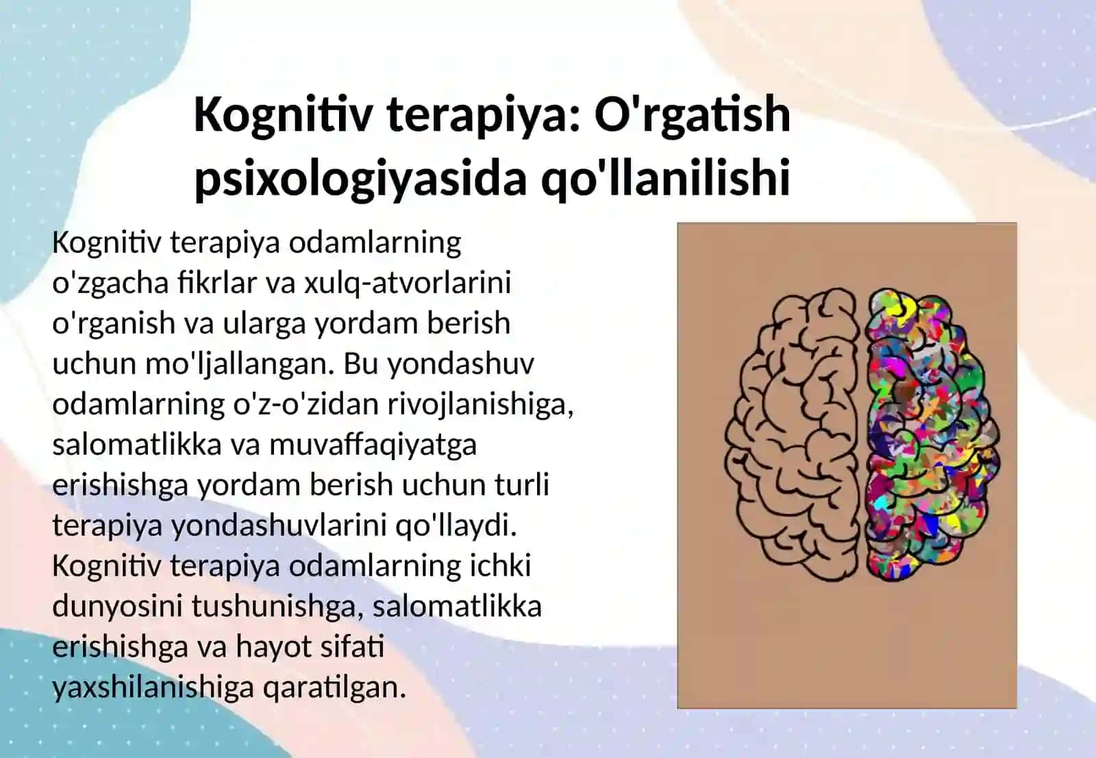O'rgatish psixologiyasida terapiya printsiplari 4