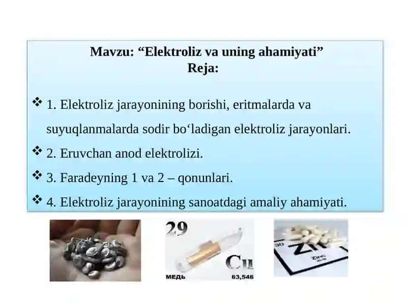 Elektroliz va uning ahamiyati 4