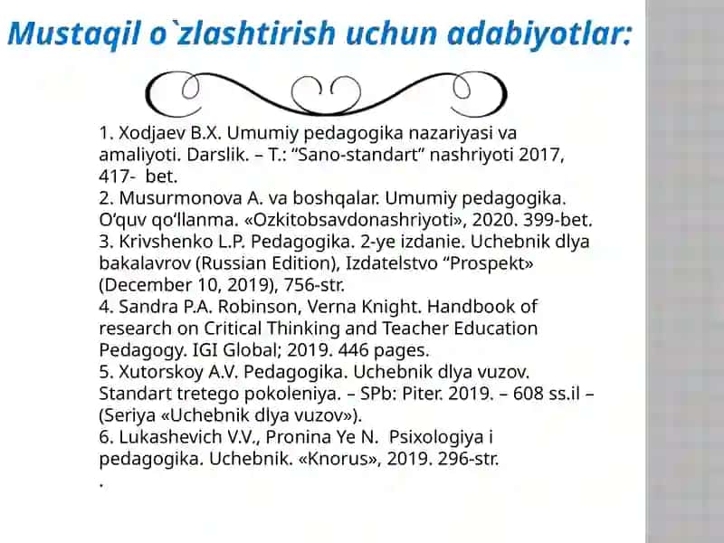 Tarbiya nazariyasi va usullari 4