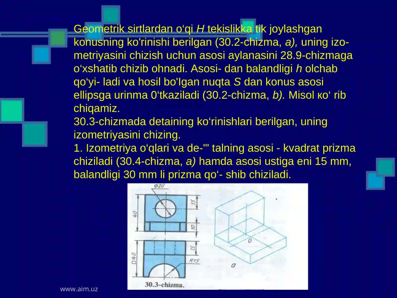 Aksonometrik proyeksiyalari amaliy mashg'uloti 4