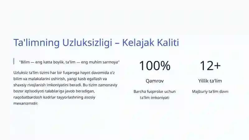 Uzluksiz Ta'lim Tizimi: O'zbekiston Ta'limining Kelajagi 4