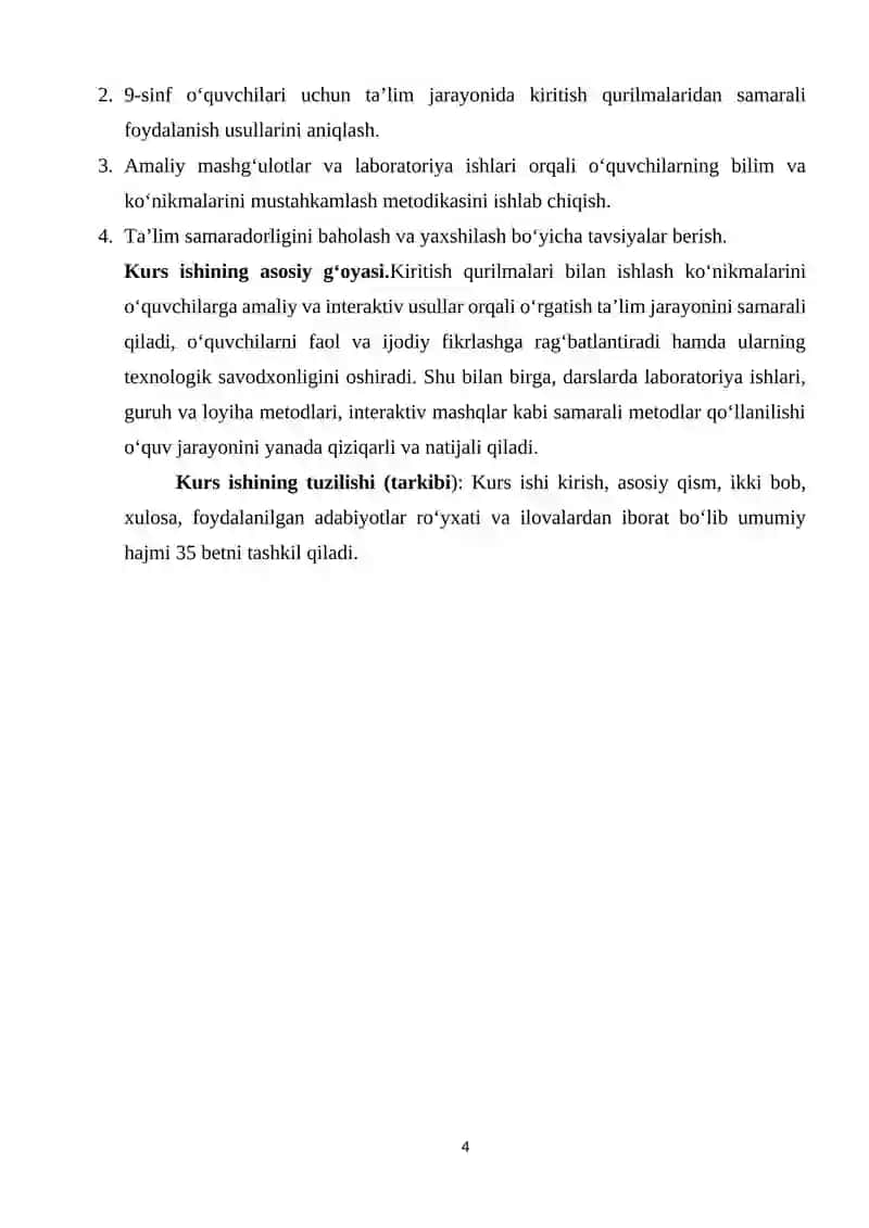 9-sinflarda “Kiritish qurilmalari va ularning qo‘llanishi” mavzusini o‘qitishning samarali usullari 4