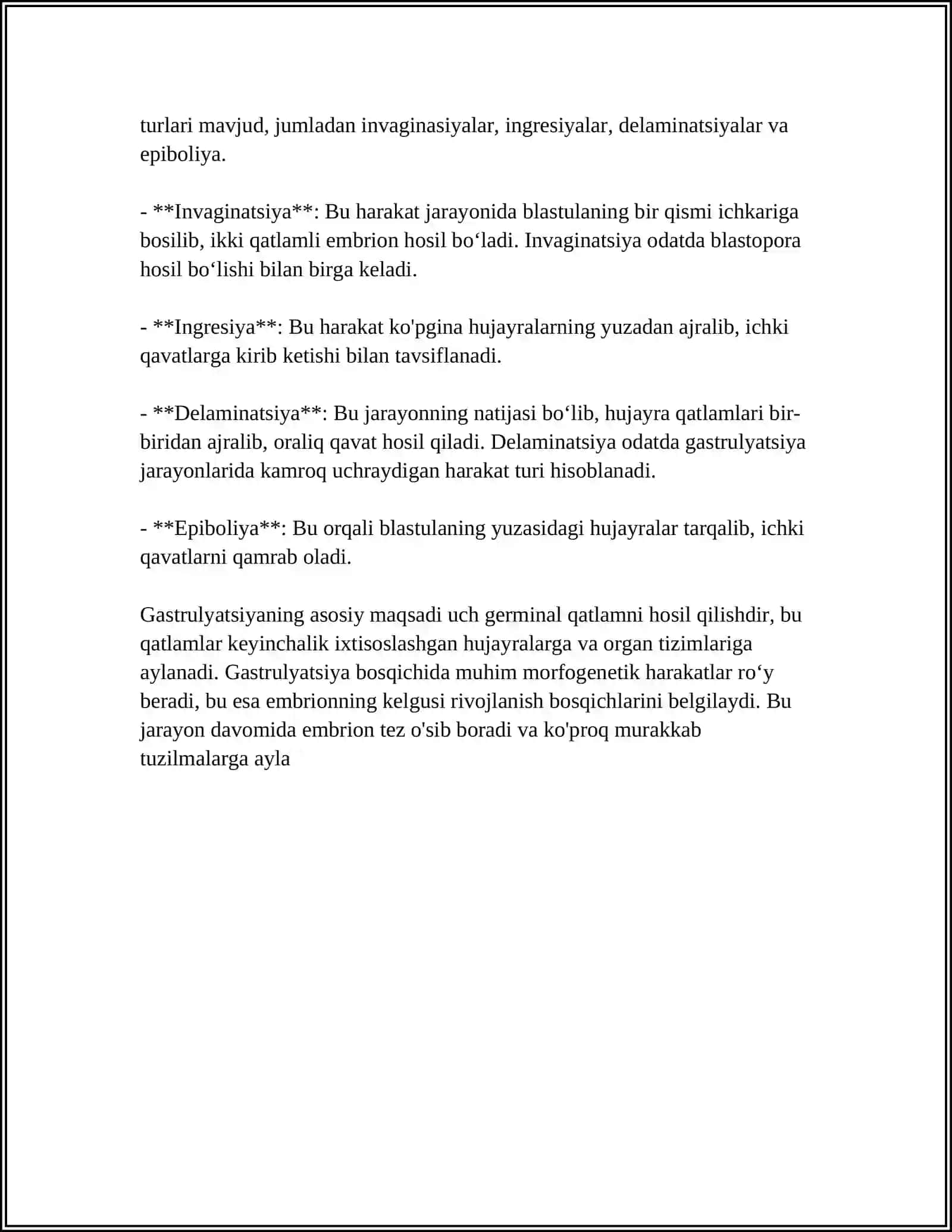 GASTRULYASIYA. EMBRIONAL RIVOJLANISH 4