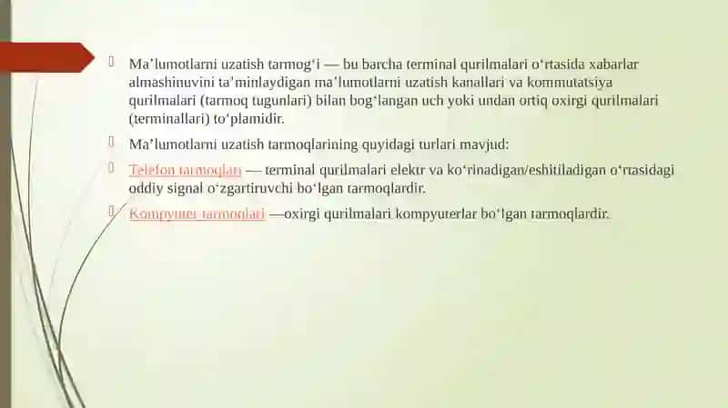 Ma’lumotlarni uzatish kanali. 4