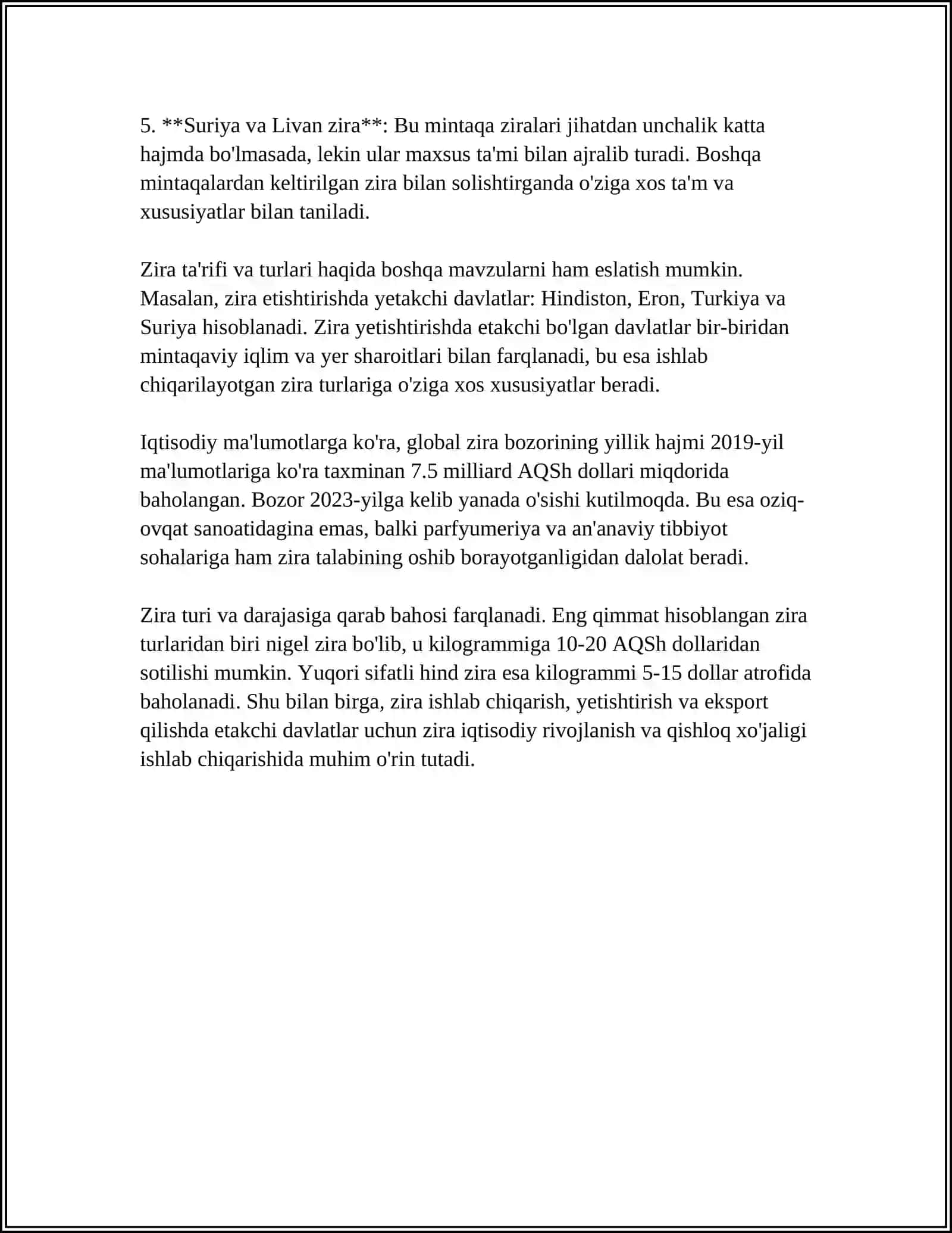 ZIRA O’SIMLIGINI YETISHTIRISH TEXNOLOGIYASI 4