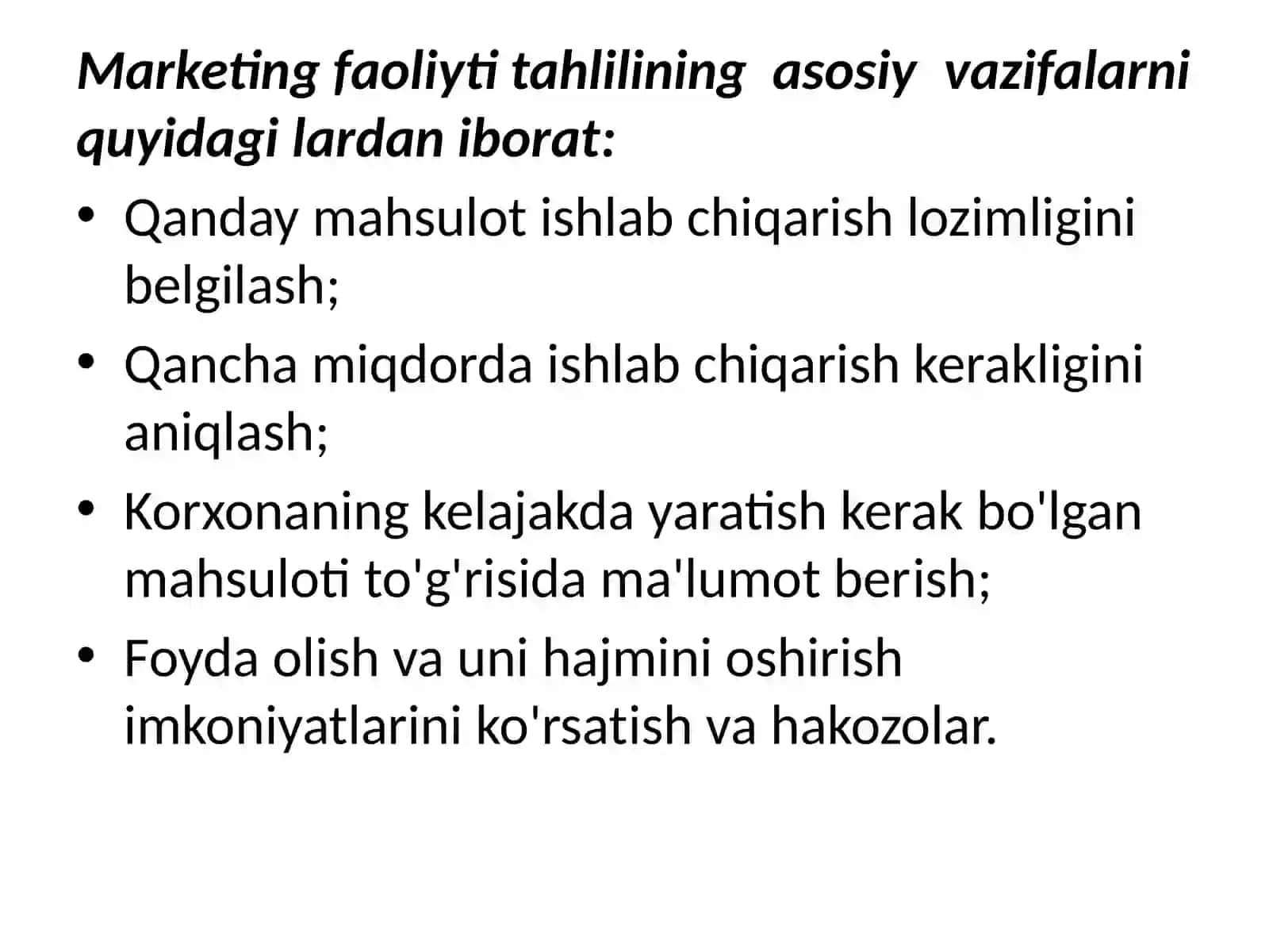 Marketing faoliyati tahlili 4