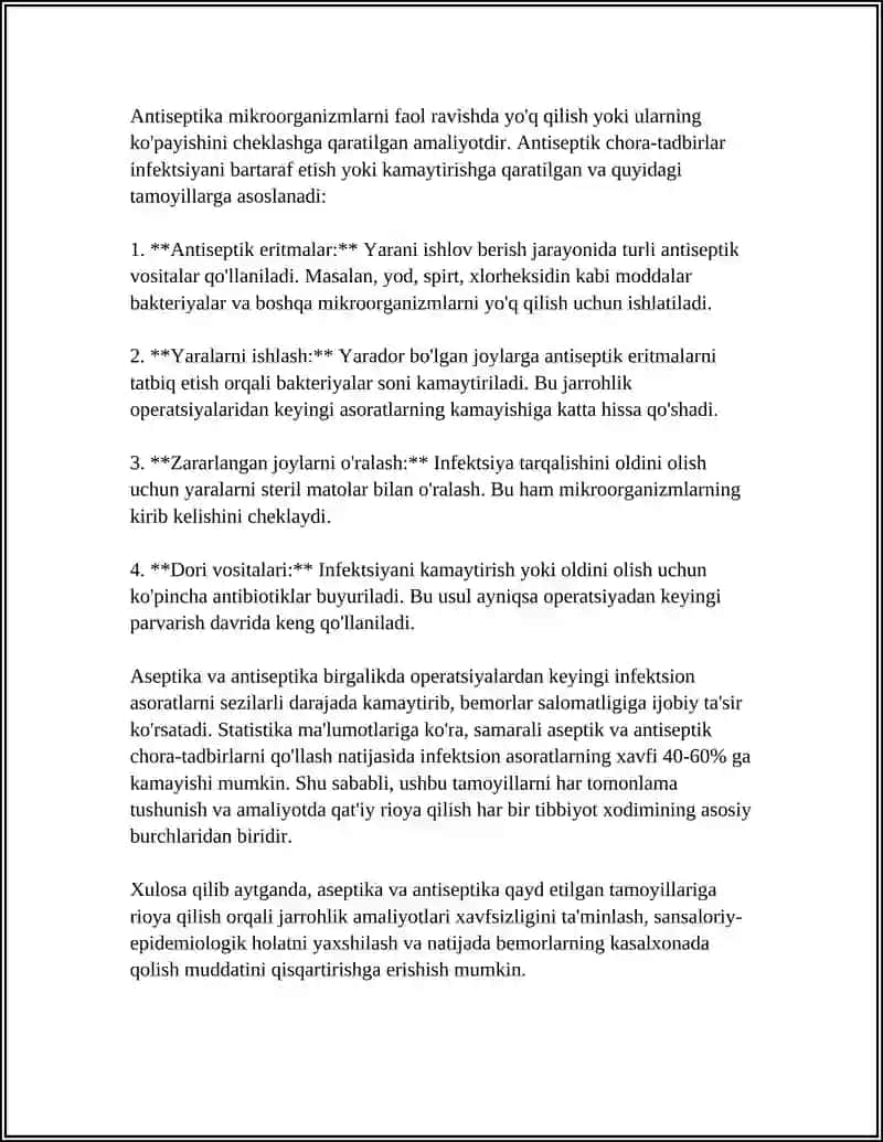 Xirurgiyada Aseptika va Antiseptika Asosiy Tamoyillari 4