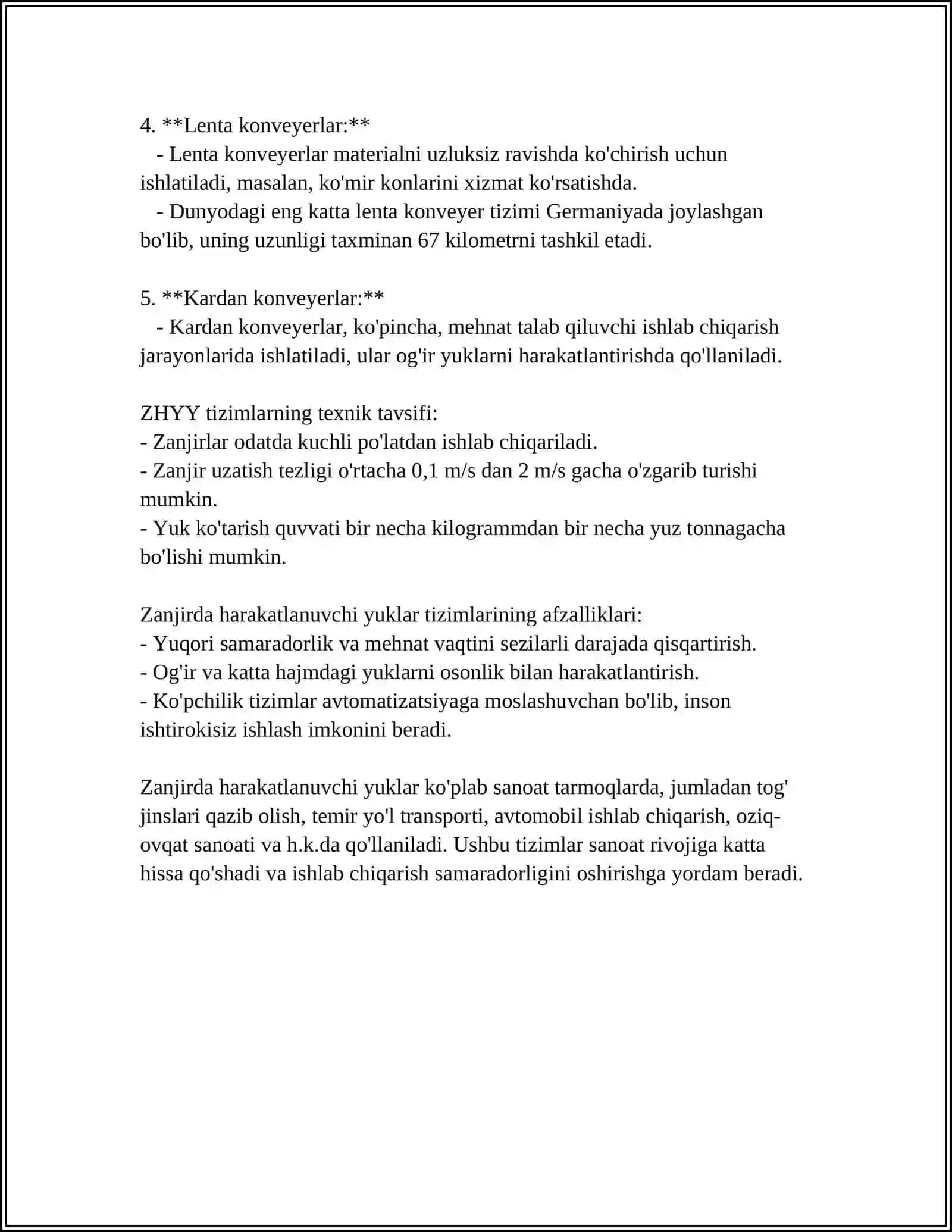 Zanjirda harakatlanuvchi yuklar (ZHYY) 4