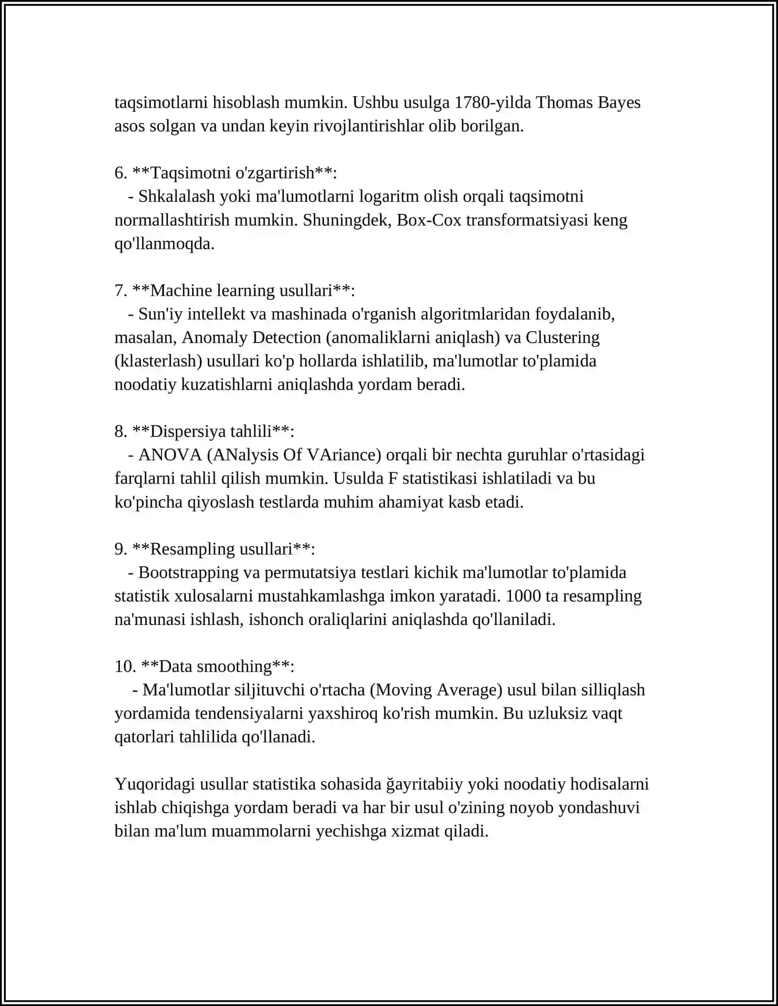 Ğayritabiý statistika malumotlar 4