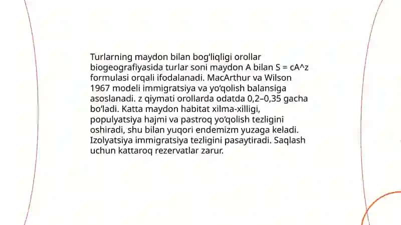Orollar biogeografiyasini o'rganish 4