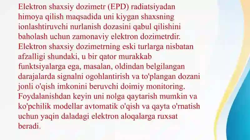 Shaxsiy dozimetrlarning tuzilishi va ishlash prinsipini o’rganish 4