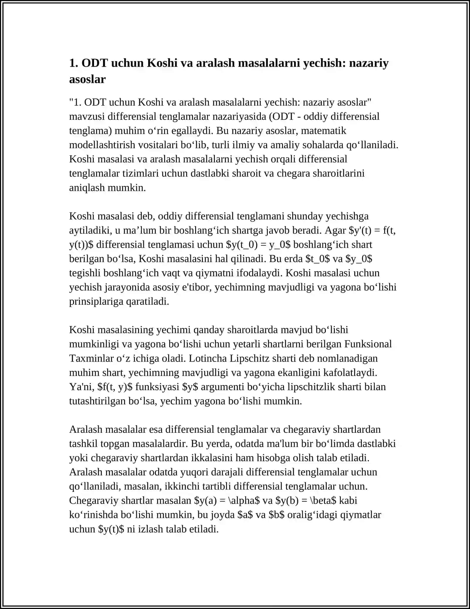 ODT UCHUN KOSHI VA ARALASH MASALALARNI YECHISH 4