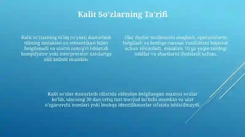 Identifikatorlar va kalit soʻzlar 4