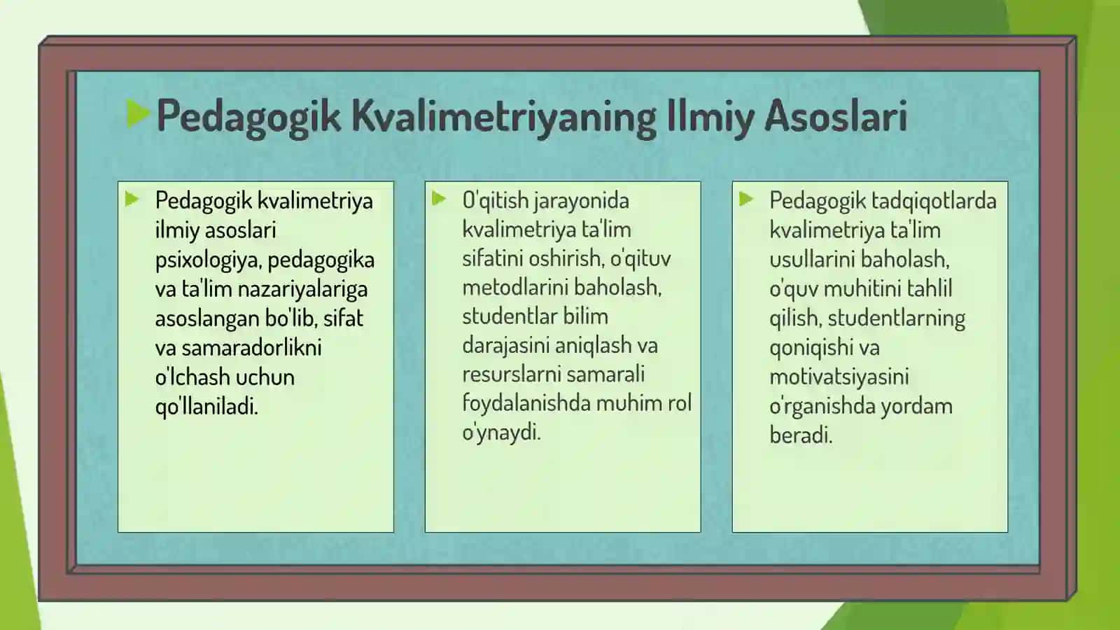Pedagogik kvalimetriyaning mazmuni taqdimot 4