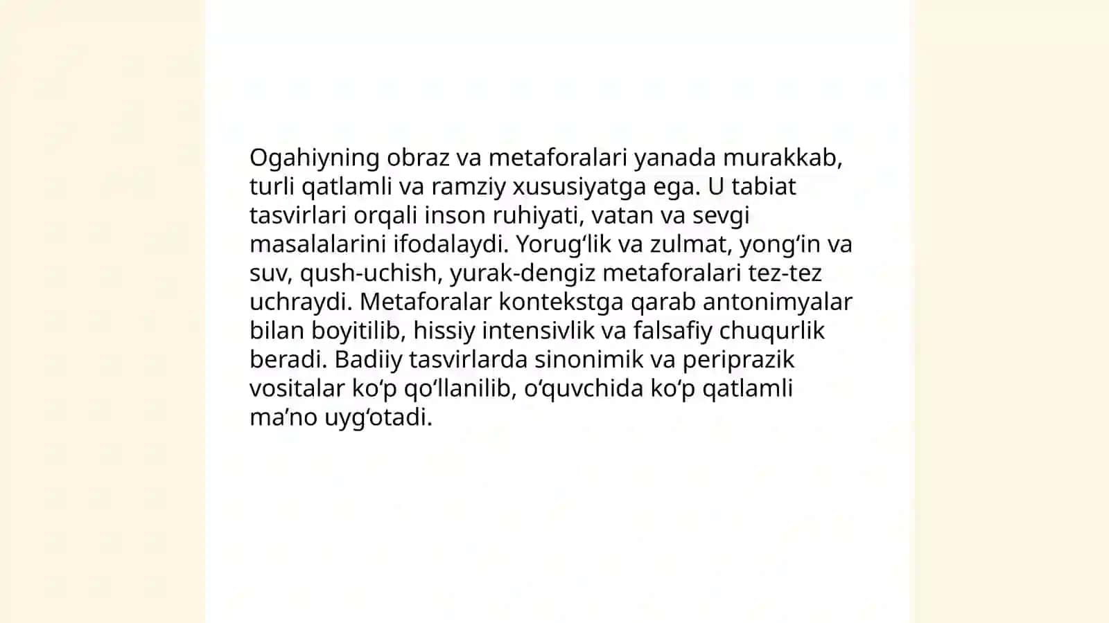 Ogahiyning she'riy til va leksikasi 4