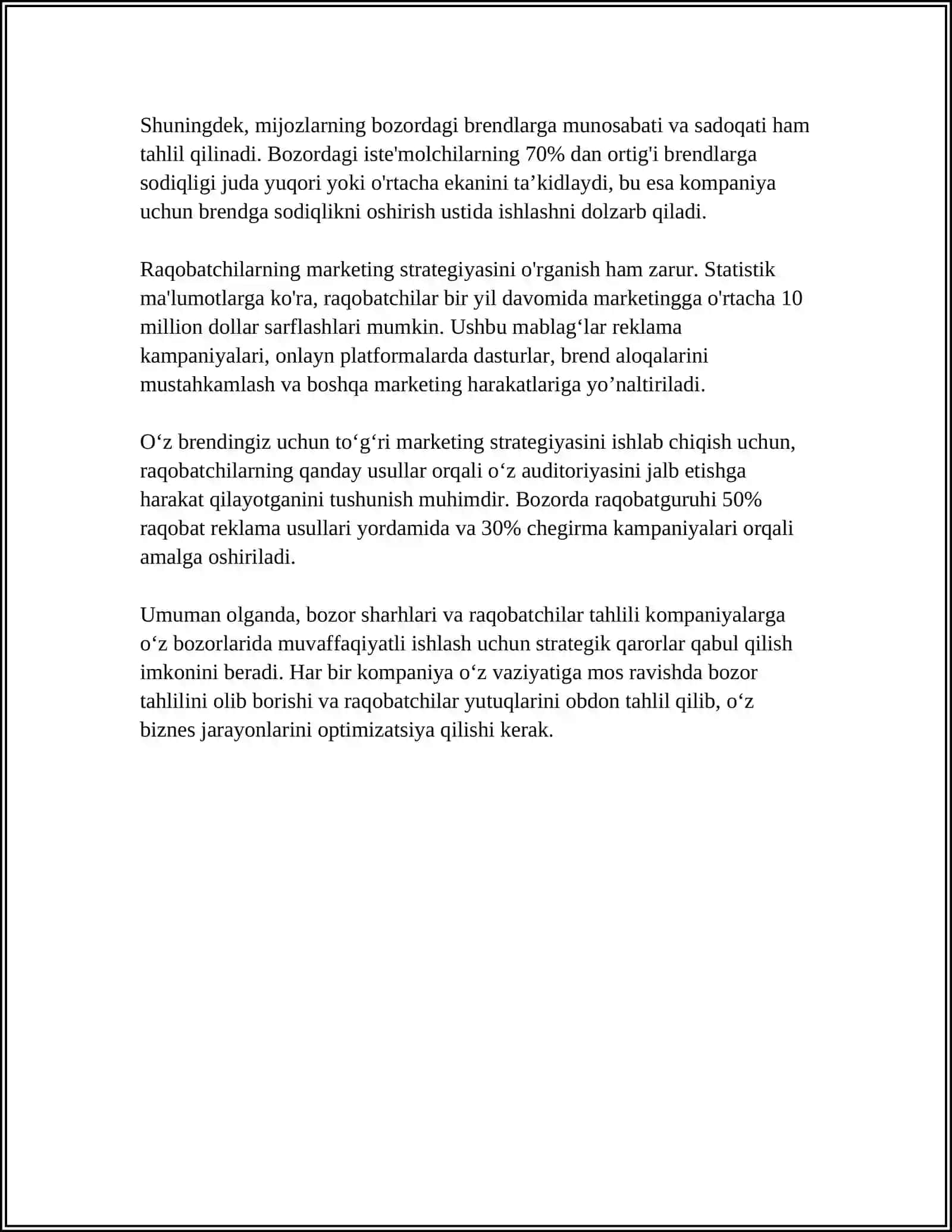 KOMPANIYA STRATEGIYASINI BELGILOVCHI OMILLAR VA ULARNING TAHLILI 4
