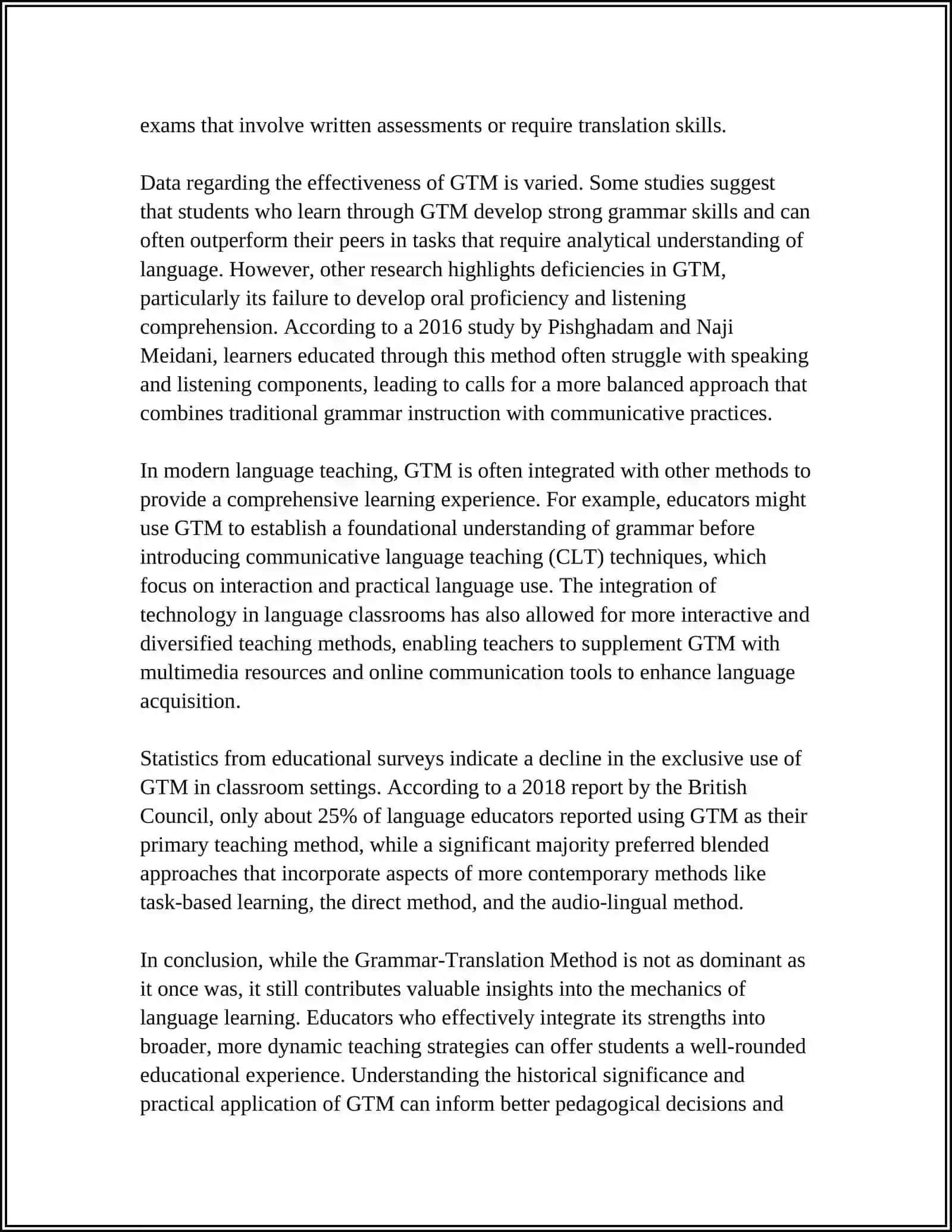 CRITICAL AND ANALYTICAL ESSAY ON FOREIGN LANGUAGE TEACHING METHODS 4