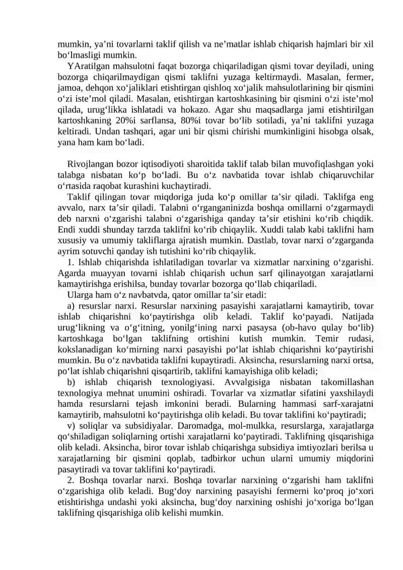 TALAB VA TAKLIF. BOZOR MUVOZANATI 4