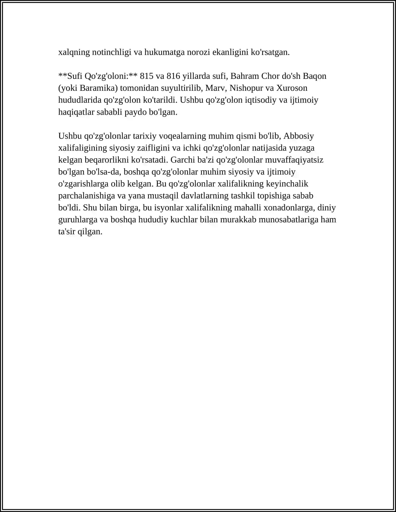 ARAB XALIFALIGI QARSHI KOʻTARILGAN QOʻZGʻALON 4