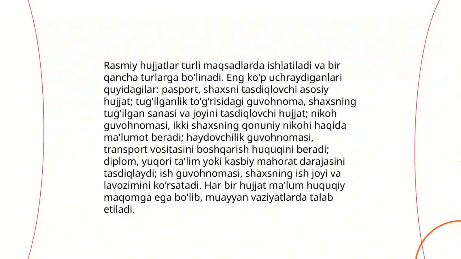 Hujjat turlari va xususiyatlari 4