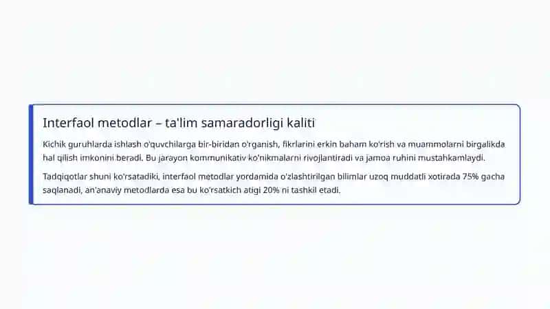 Zamonaviy Ta'lim Metodlari: Ta'limda Innovatsiyalar va Samaradorlik 4