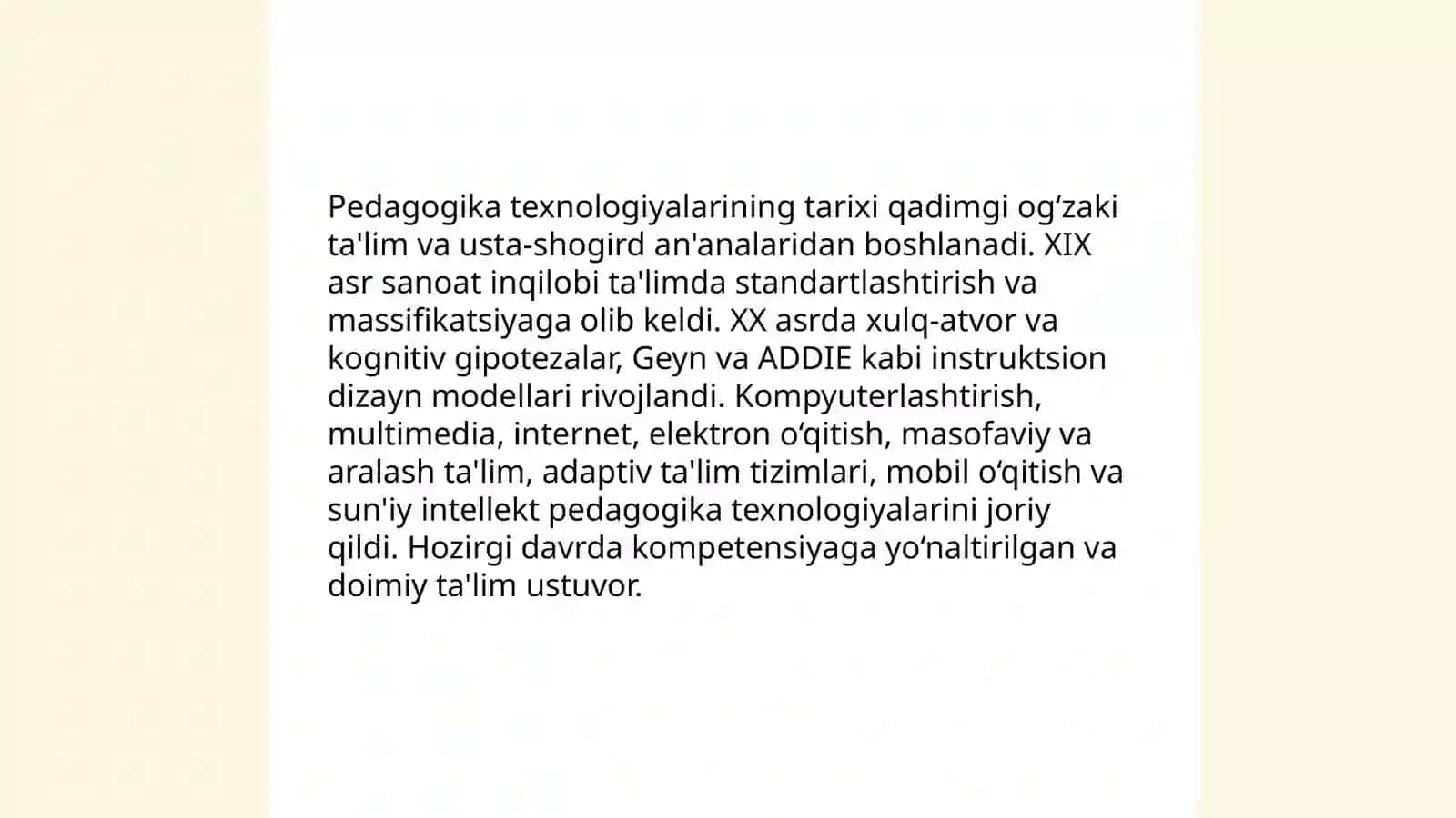 Pedagogıka texnologiya shakllanishi 4