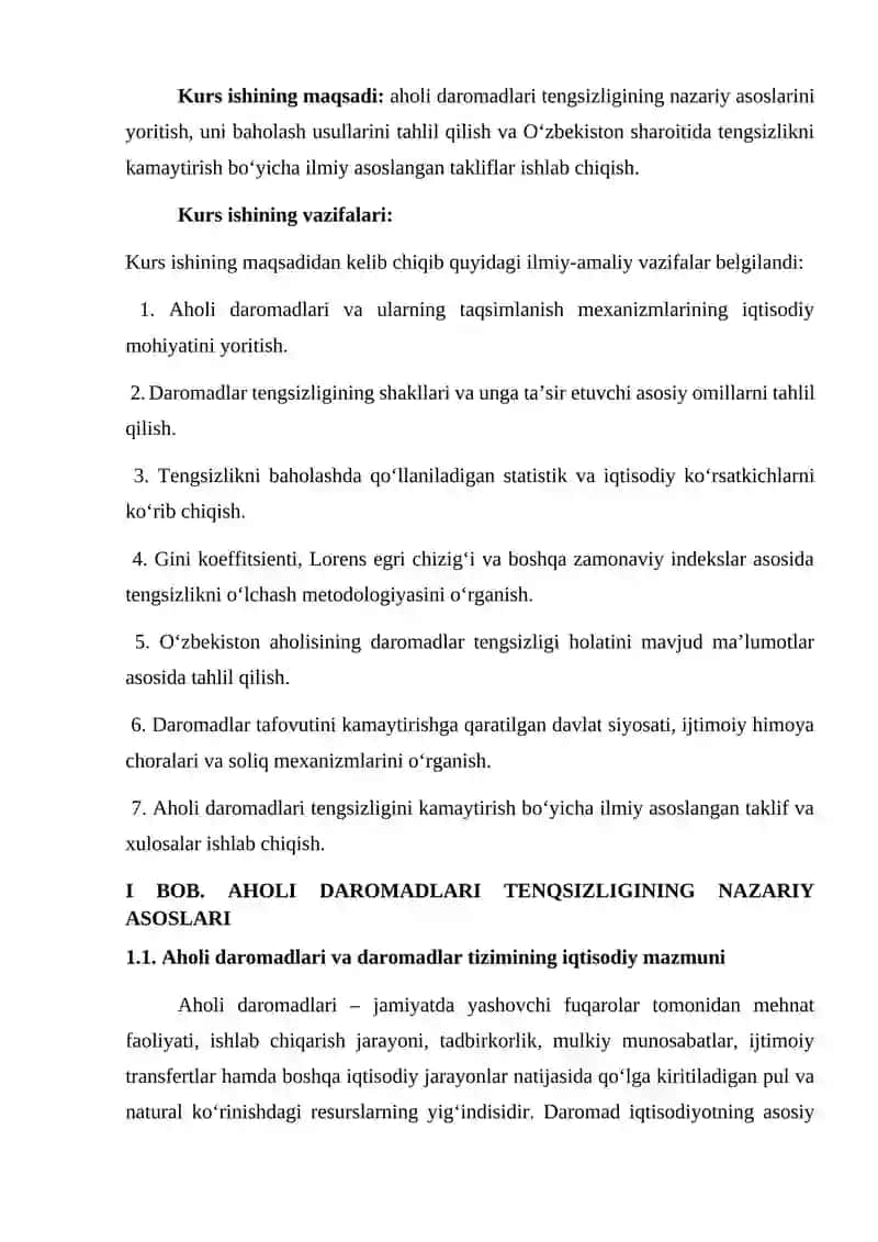 Aholi daromadlari tengsizligi va uni baholash usullari 4