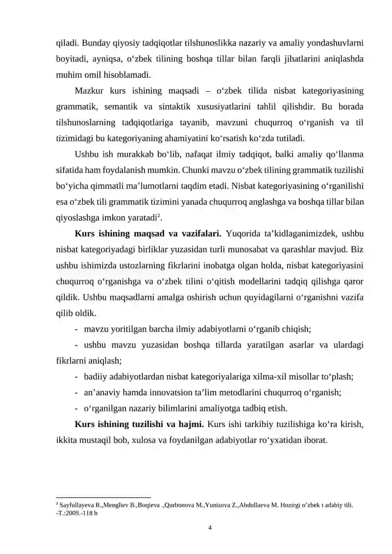 O‘ZBEK TILSHUNOSLIGIDA NISBAT KATEGORIYASINING O‘RGANILISHI 4