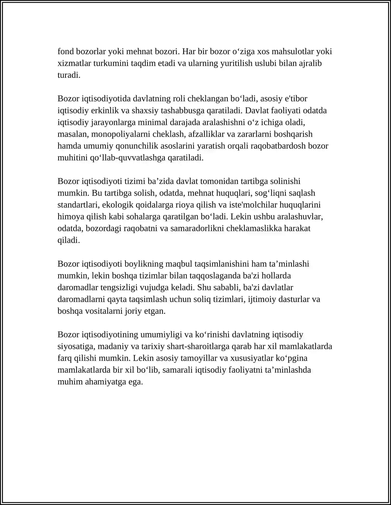 BOZOR IQTISODIYOTI VA UNING ASOSIY ELEMENTLARI 4
