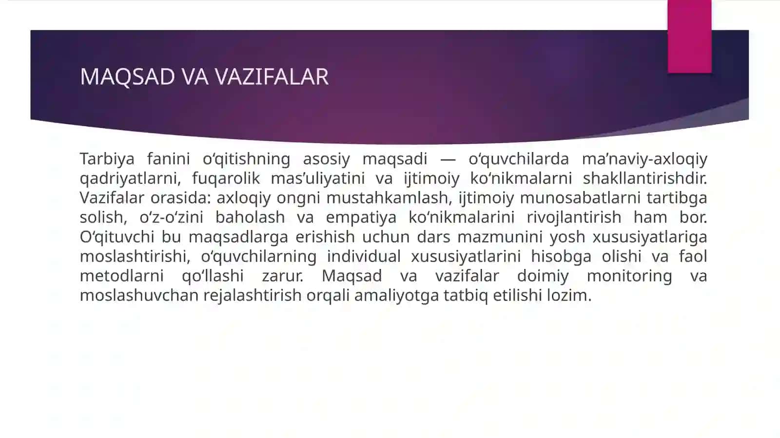 O'rtasinflar tarbiya fanini o'qitishda kreativ yondoshuv 4
