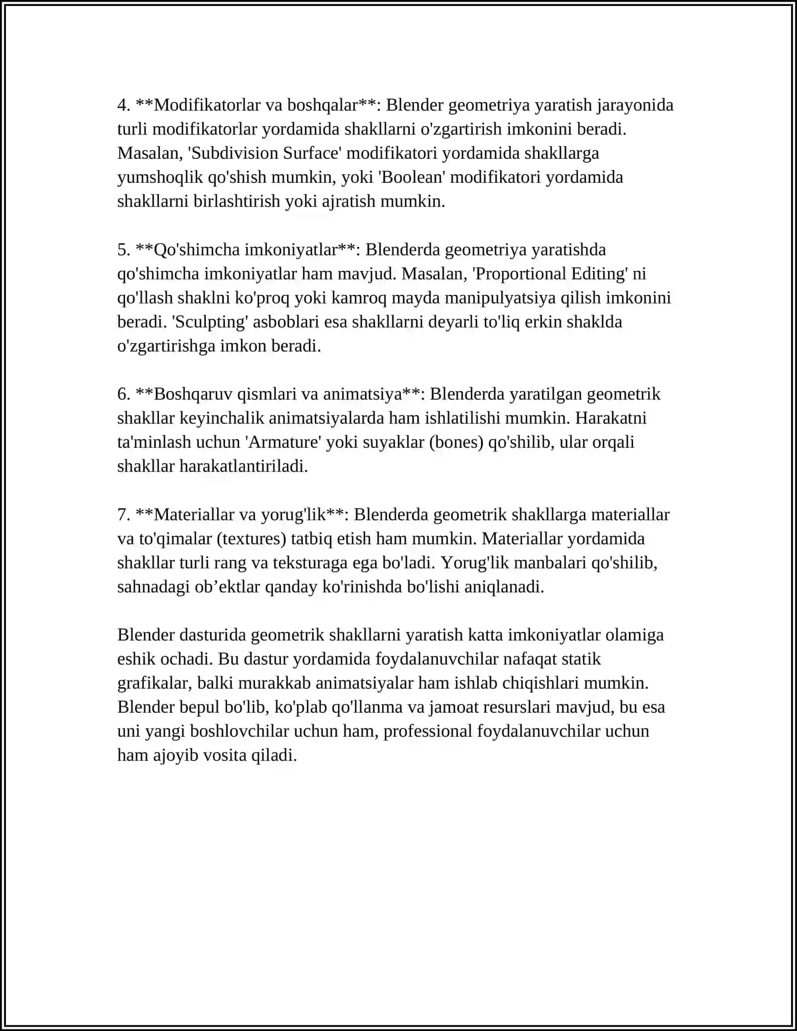 Blender dasturida shakl va teksturalar bilan ishlash 4