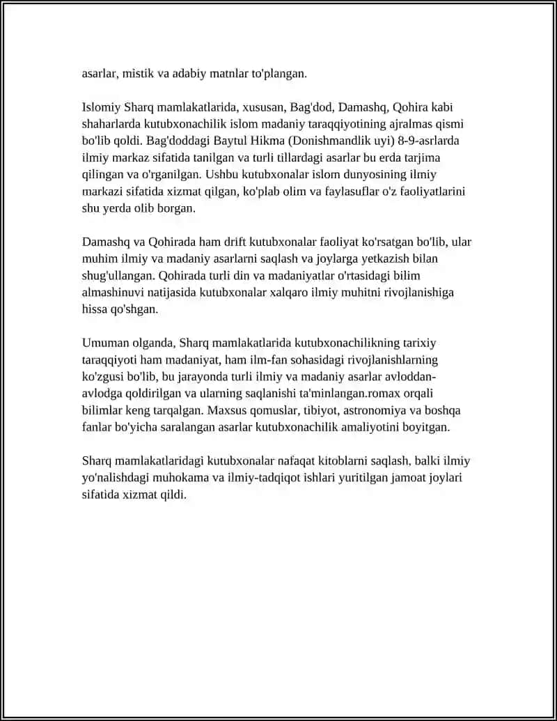 SHARQ MAMLAKATLARIDA KUTUBXONACHILIK ISHI 4