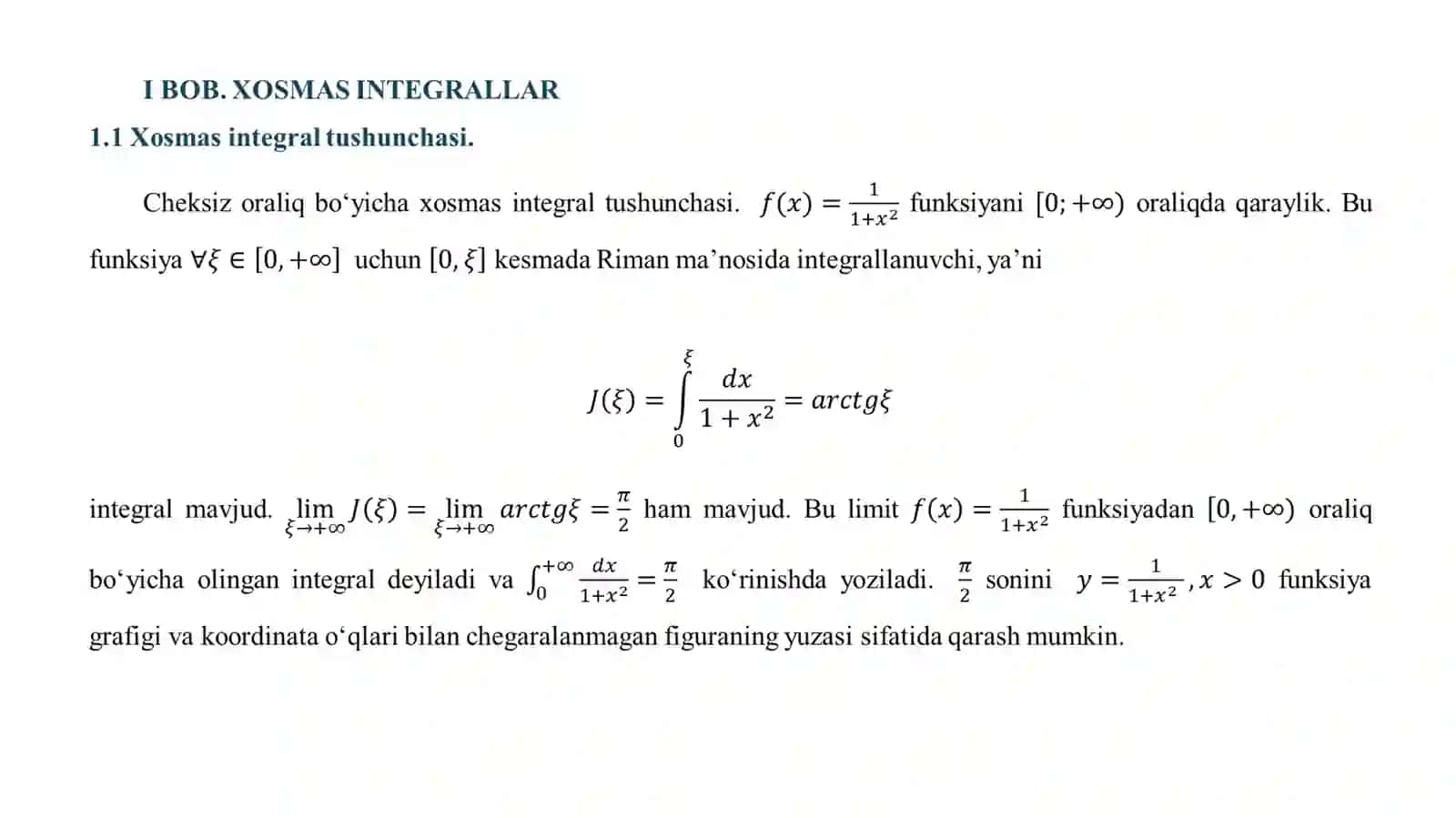 Frullani integrali va uni uni hisoblash 4