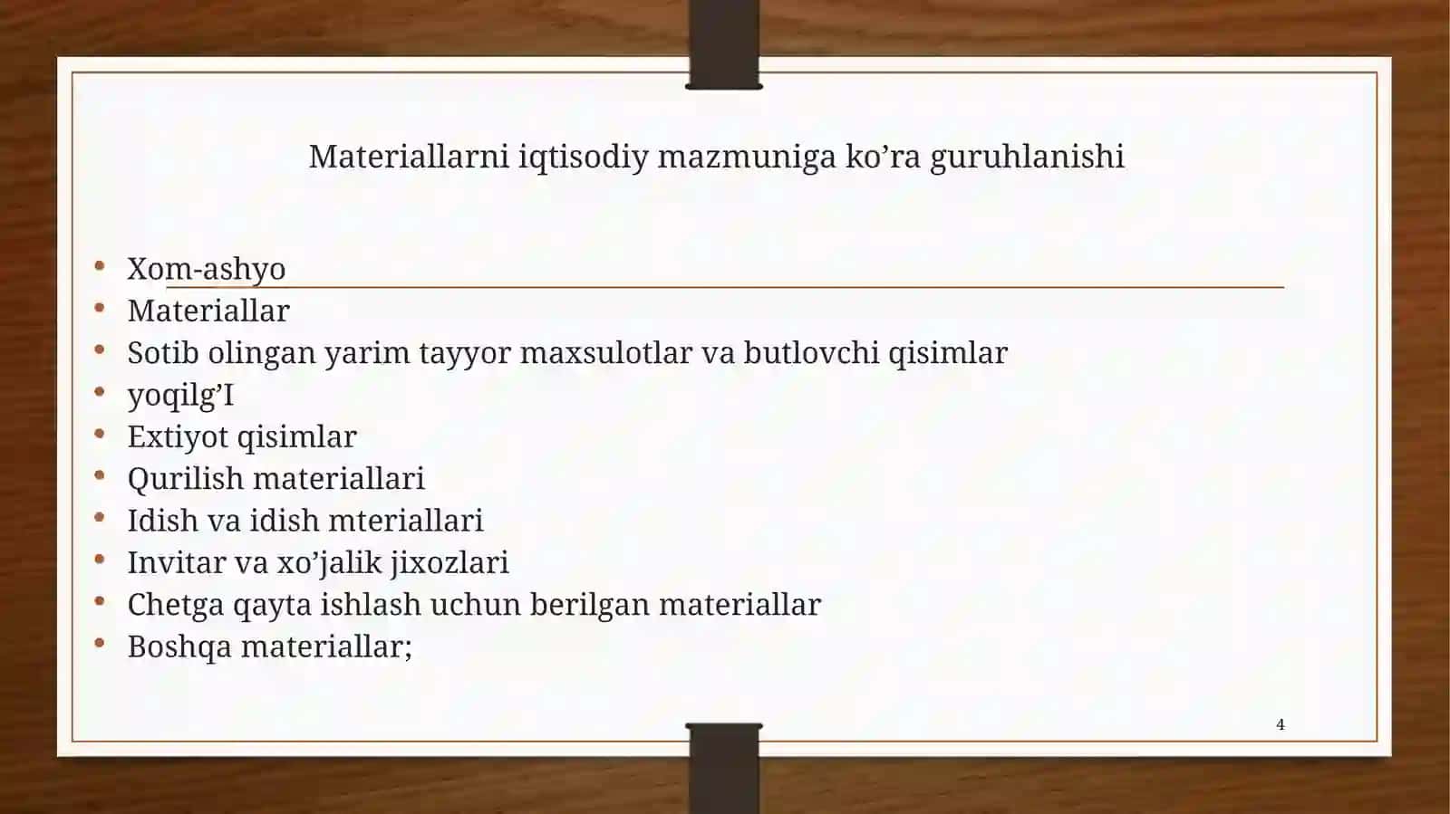 Material Xarajatlarining Hisobi 4