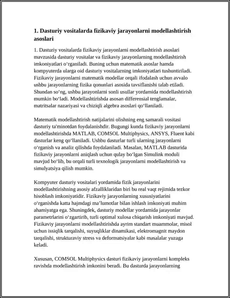 FIZIKAVIY JARAYONLARNI MODELLASHTIRISH IMKONIYATINI BERUVCHI DASTURIY VOSITALAR ORQALI FIZIKAVIY JARAYONNI MODELLASHTIRISH 4