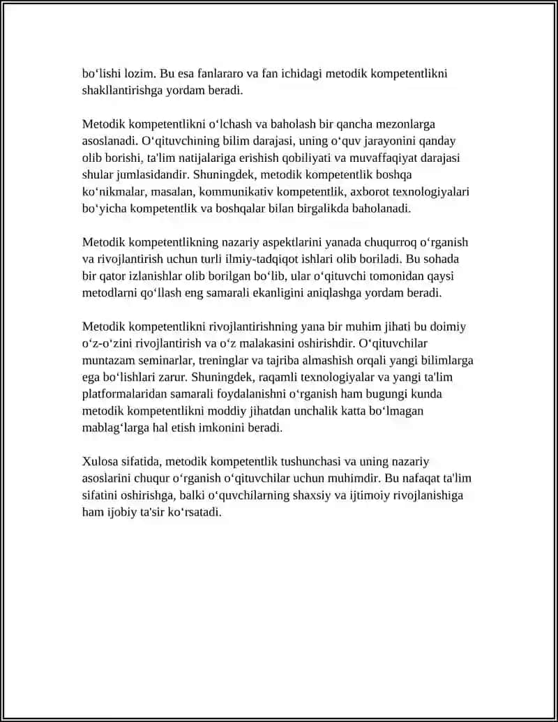 METODIK KOMPETENTLIK VA UNING MAZMUNI 4