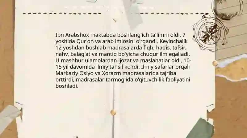 Ibn Arabshox hayoti va faoliyati 4
