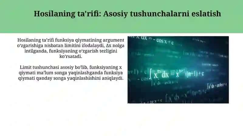 Murakkab funksiya hosilasini o'qitish metodikasi 4