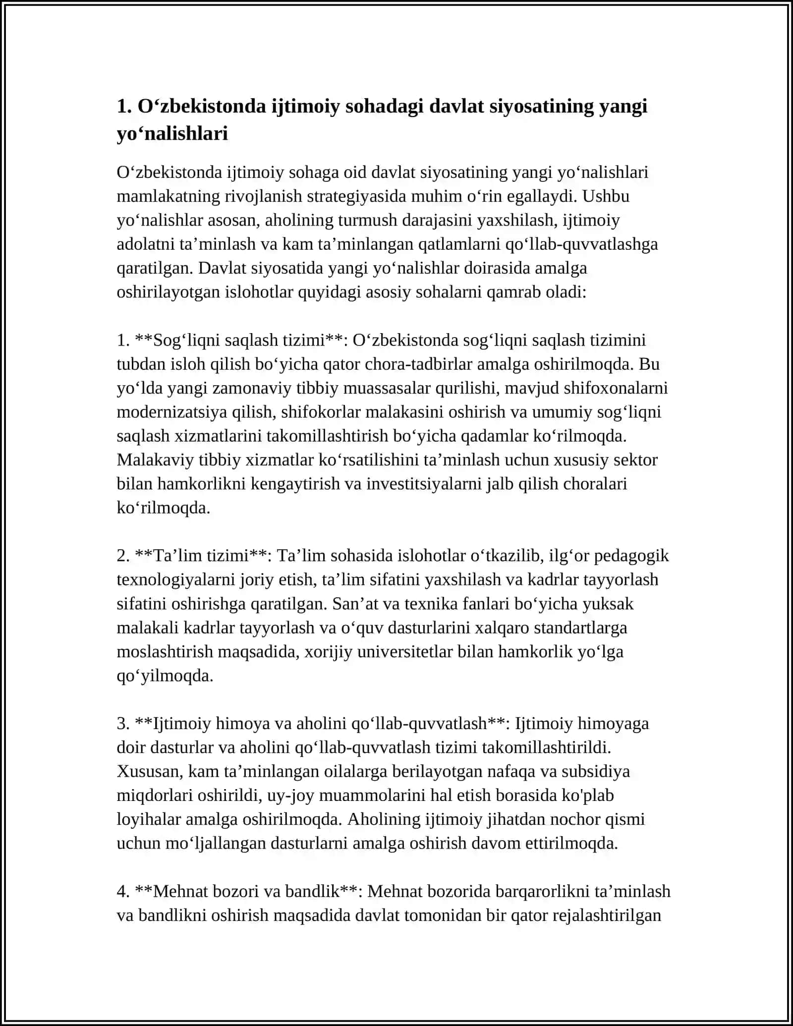 O‘ZBEKISTONDA IJTIMOIY SOHADA AMALGA OSHIRILAYOTGAN O'ZGARISHLAR MAZMUNI VA MOHIYATI 4