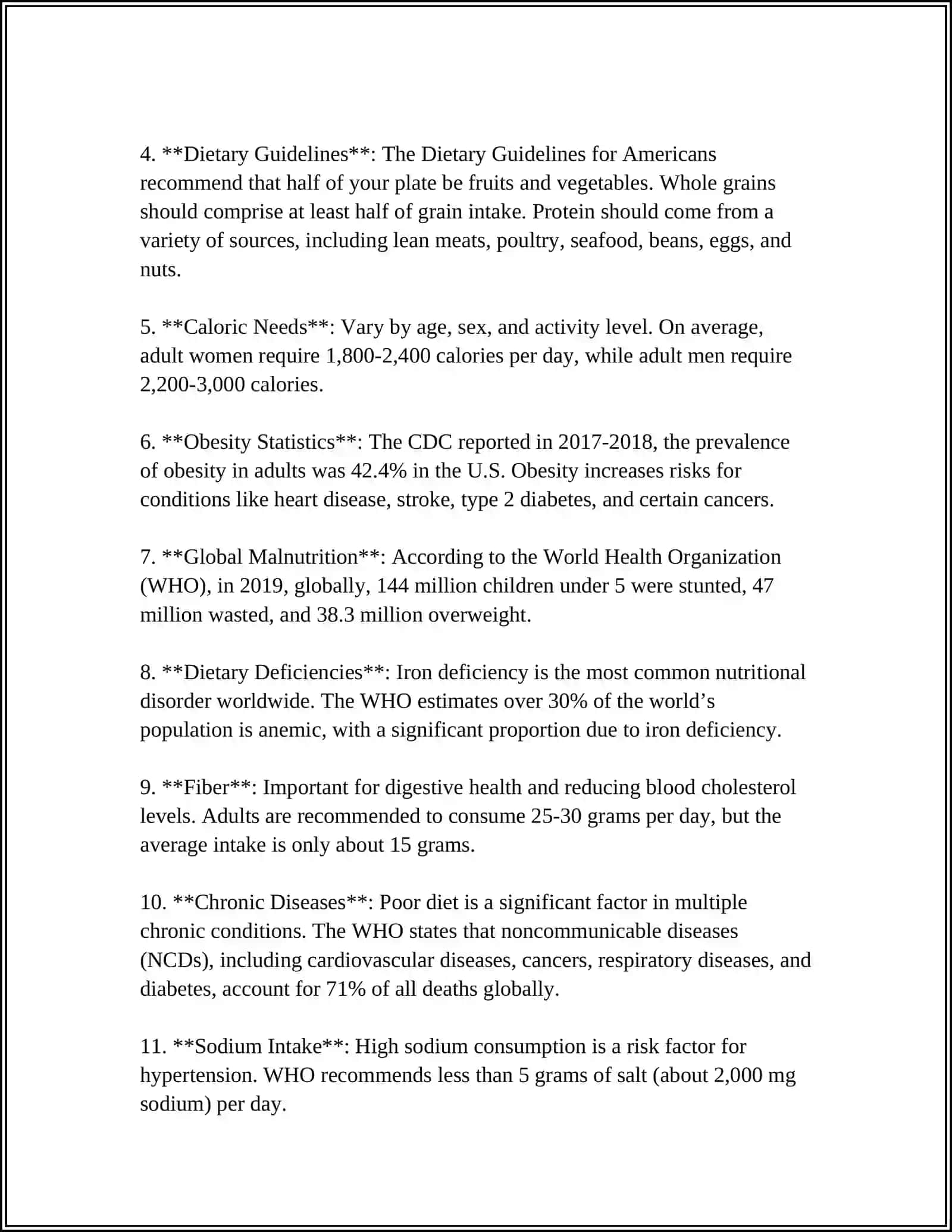 Nutrition and Diet: Key Facts and Figures 4