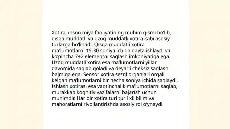 Xotira psixalogiyaning asosiy qonuniyatlari 4