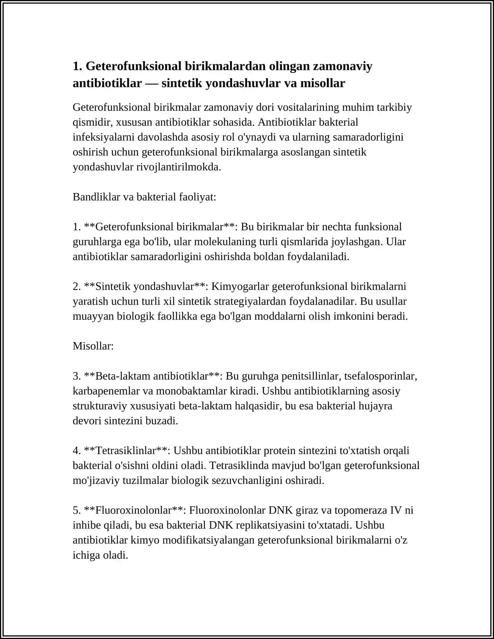 GETEROFUNKSIONAL VA POLIFUNKSIONAL BIRIKMALAR ASOSIDA ISHLAB CHIQARILGAN ZAMONAVIY DORI VOSITALARI 4