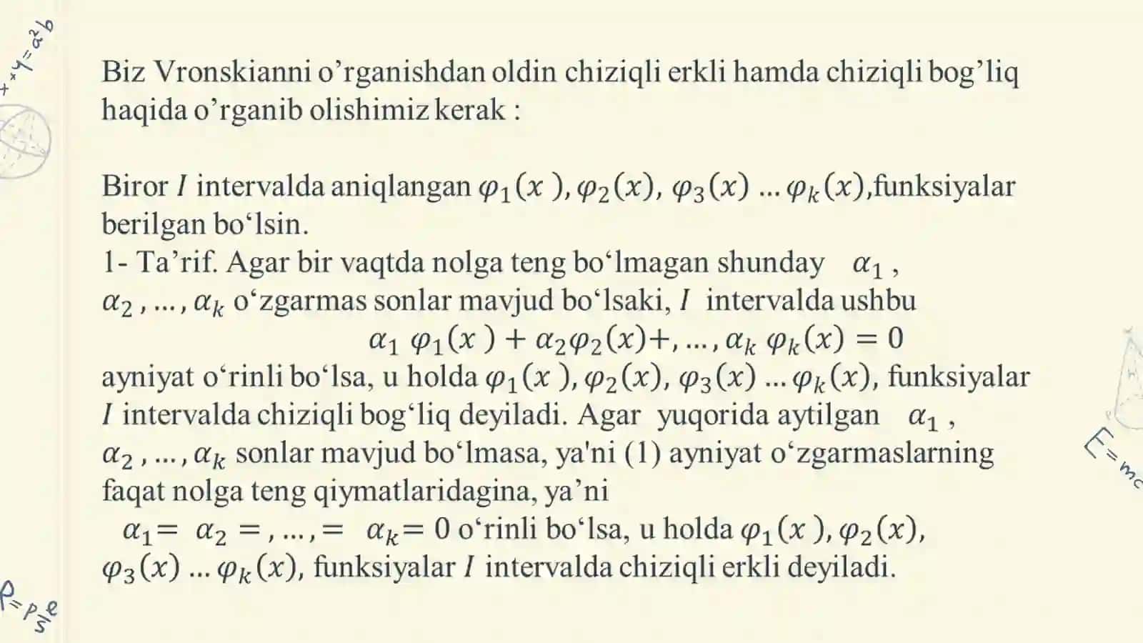 Differensial tenglamalar fanidan dars 4