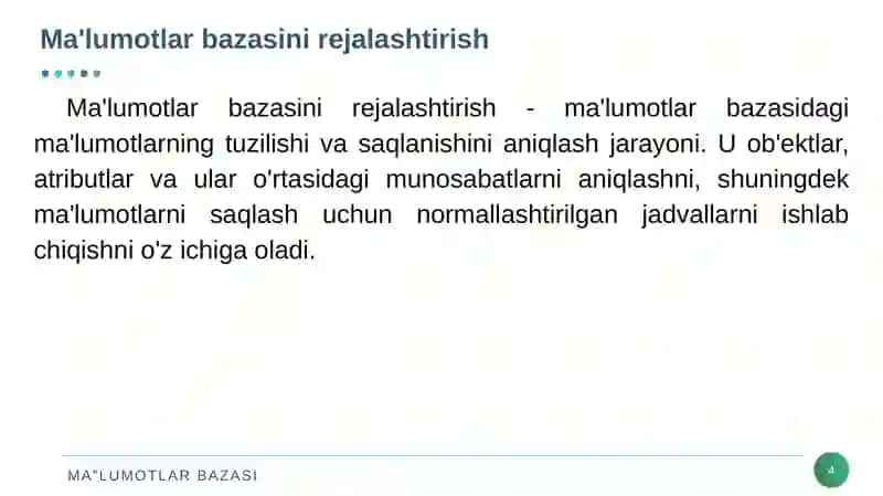 MA’LUMOTLAR BAZASI DTBS16MBK 4