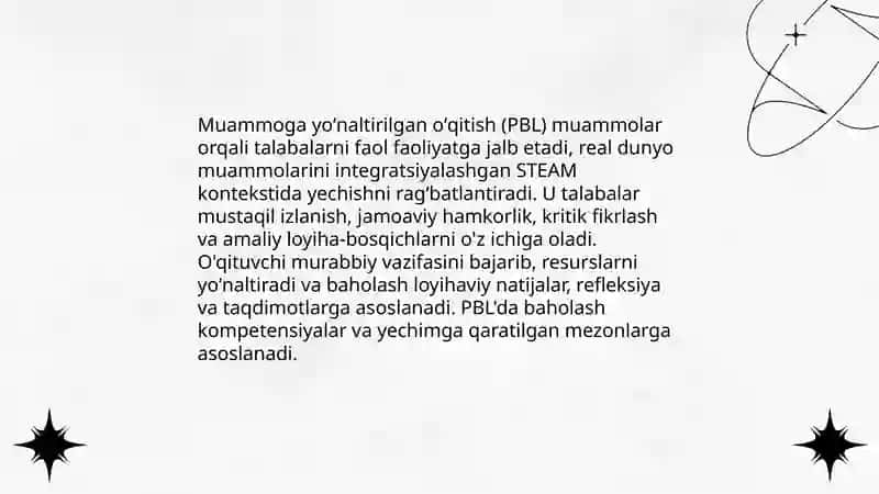 STEAM taʼlimining oʻziga xos tamoyillari 4