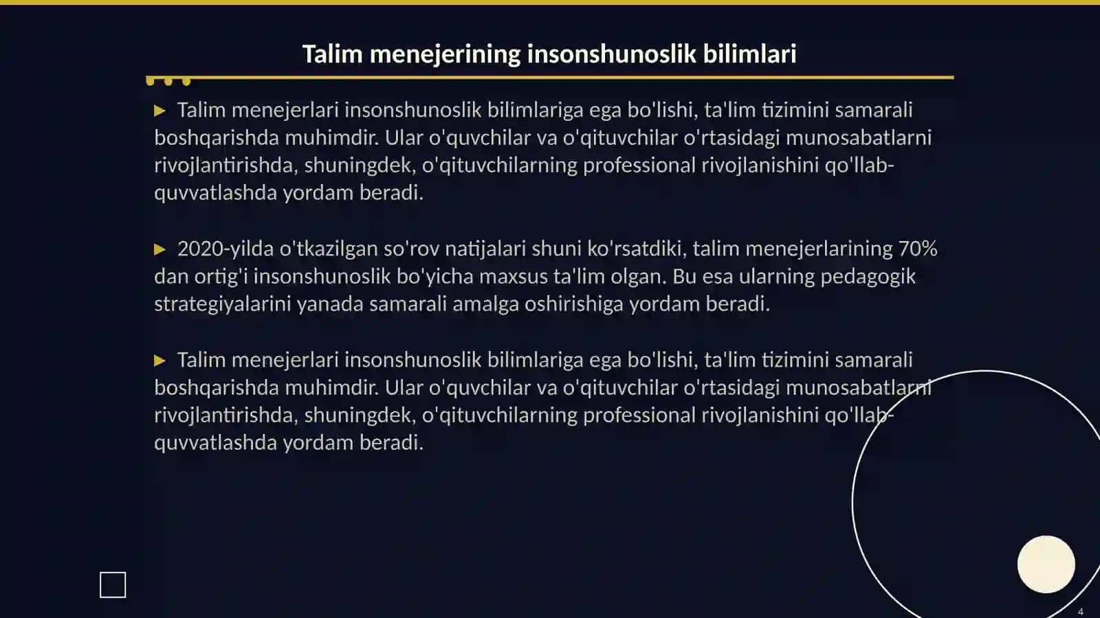 Talim sohasi menejerining insonshunoslik buyicha malumoti 4