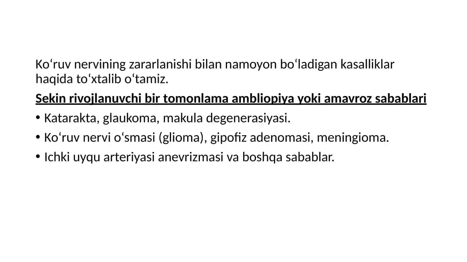 KO’RUV NERVI KASALLIKLARI 4