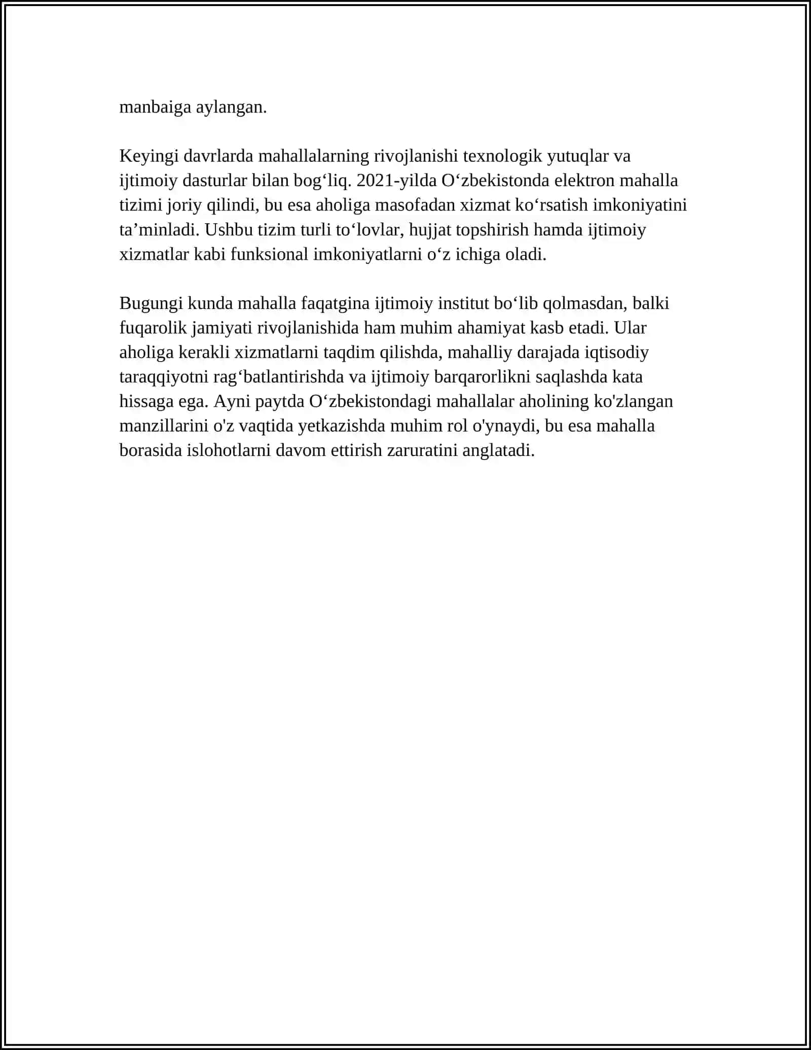 REFERAT Mavzu: MAHALLA 4