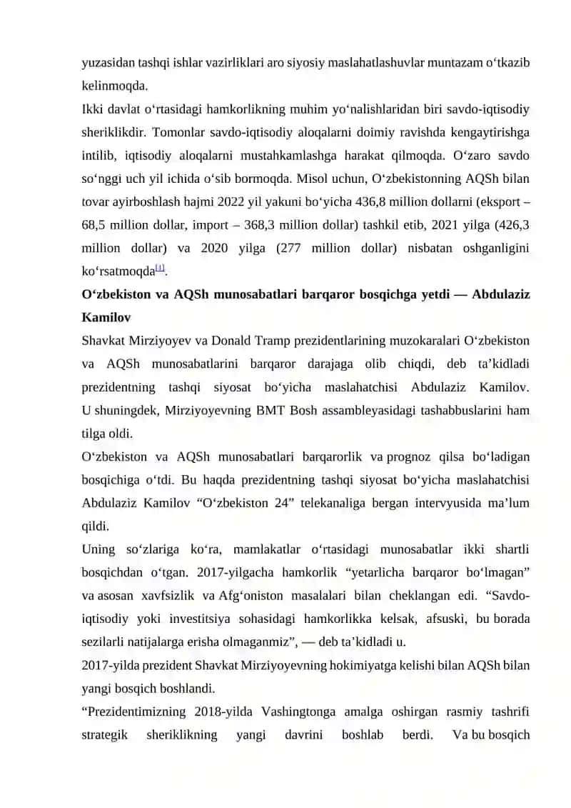 AQSH bilan O'zbekiston munosabatlari 4